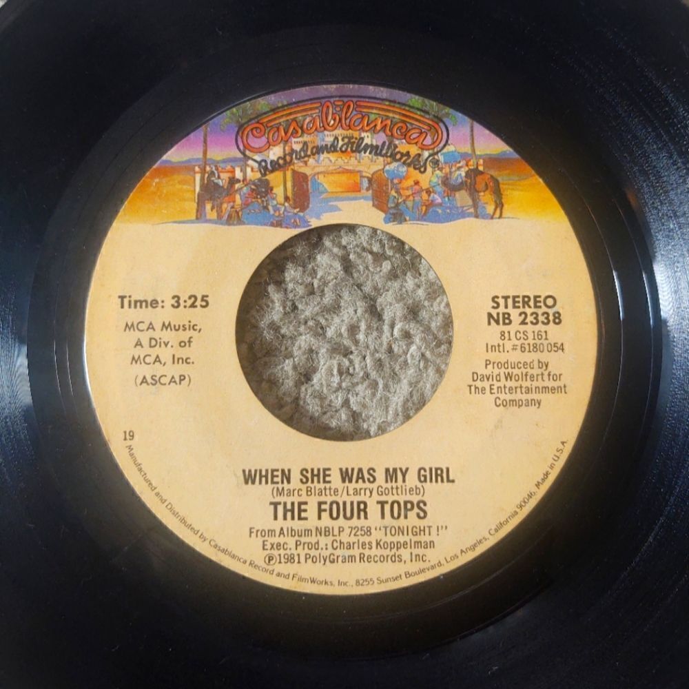 The Four Tops - WHEN SHE WAS MY GIRL/SOMETHING TO REMEMBER 45' Vinyl Record
